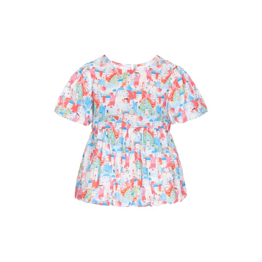 NALLY NALLY Blouse Fashion Look lichtblauw / lichtroze / lichtrood / wit -