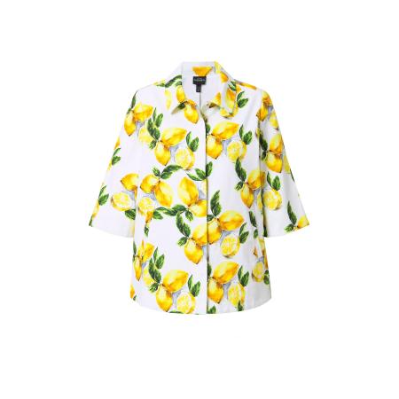 Ulla Popken Ulla Popken Blouse citroengeel / donkergroen / natuurwit