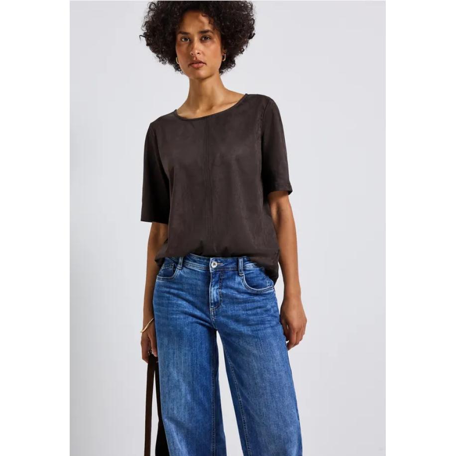 Street One Velours blouse shirt Bruin