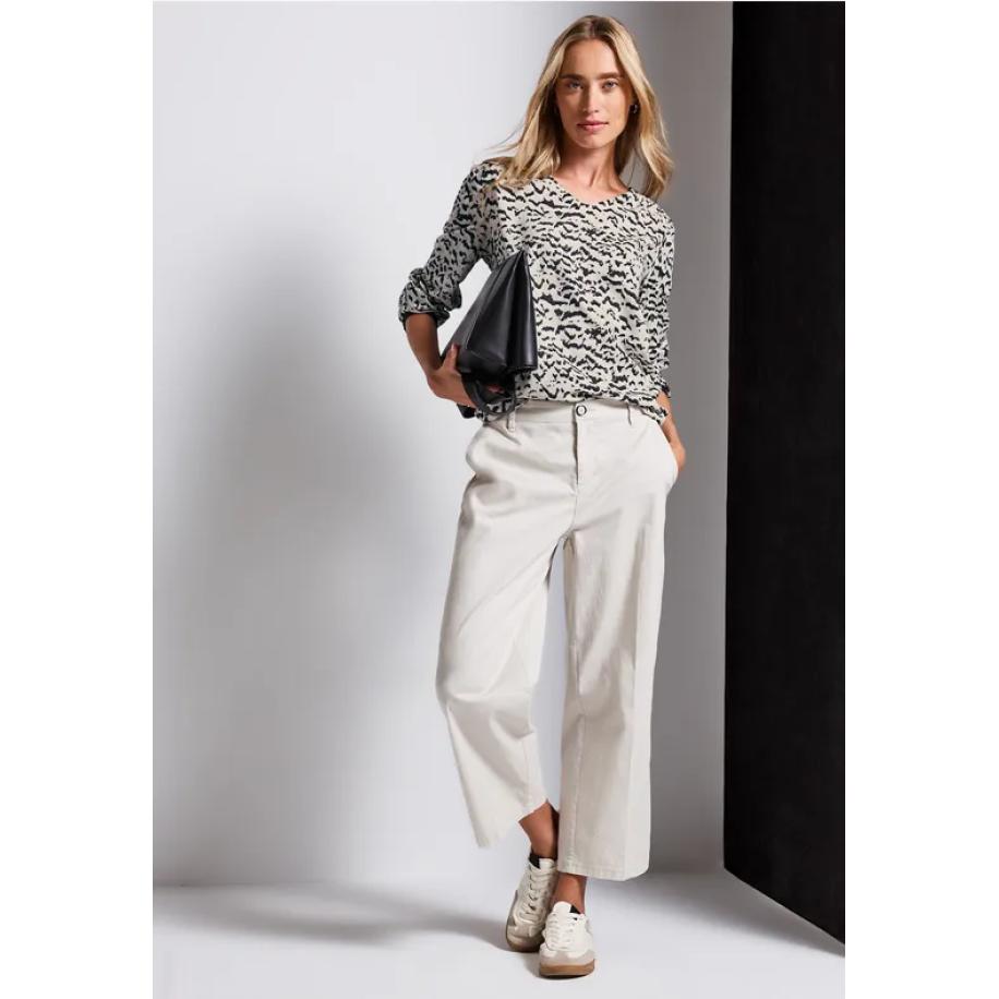 Street One V-hals blouse met tape Bruin