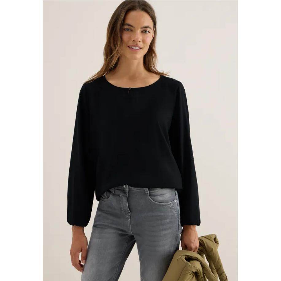 CECIL Blouse in effen kleur Zwart