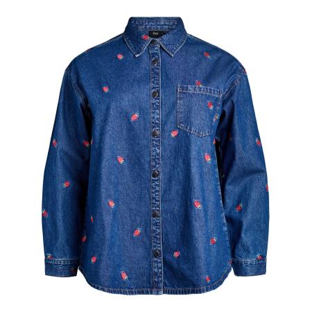 Zizzi Zizzi Blouse Jeva blauw denim / groen / rood