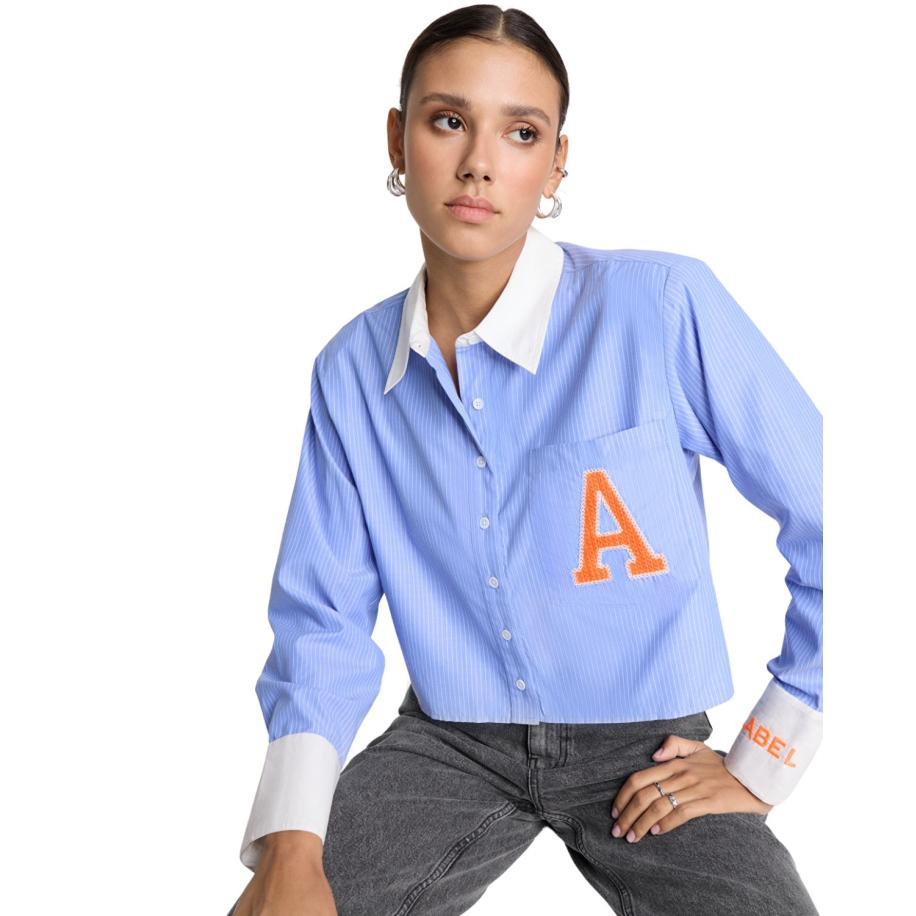 Alix The Label Cropped Stripe Blouse Blauw