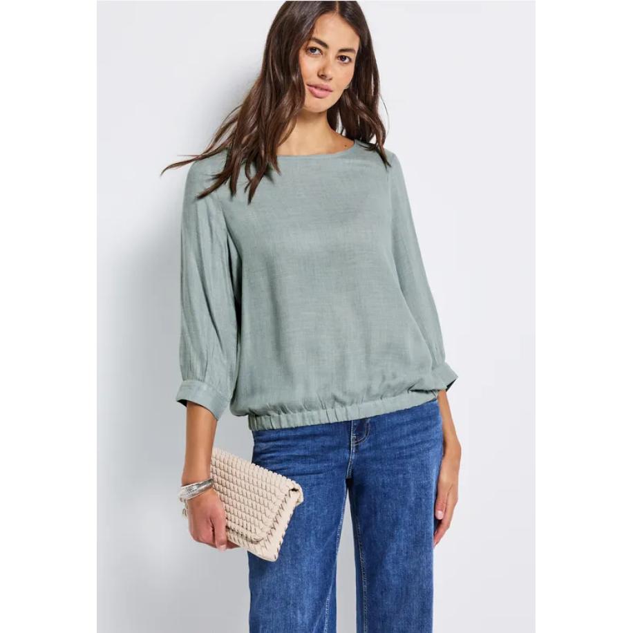 Street One Gemêleerde blouse met ronde hals Blauw