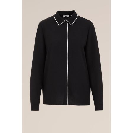 WE Fashion Dames Blouse met contrast - Regular fit - Zwart - Maat: XS