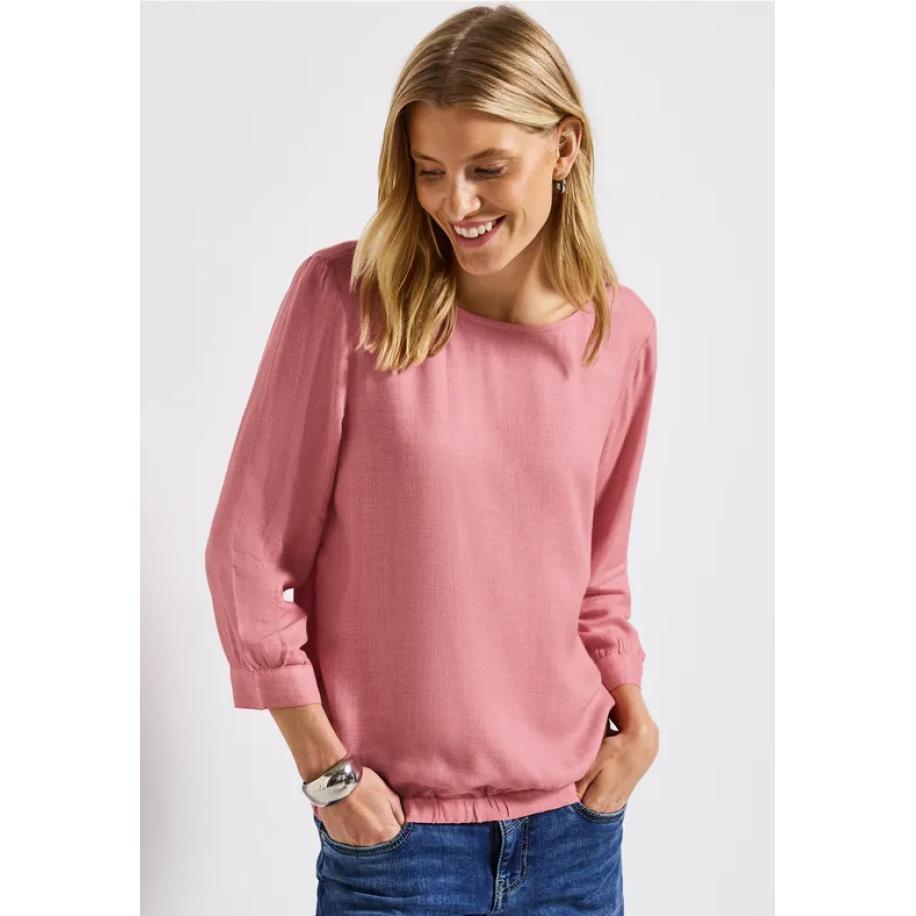 Street One Gemêleerde blouse met ronde hals Roze