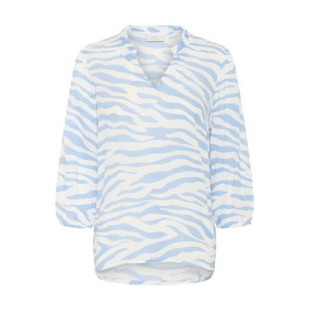 Kaffe Blouse Edita Amber lichtblauw / wit
