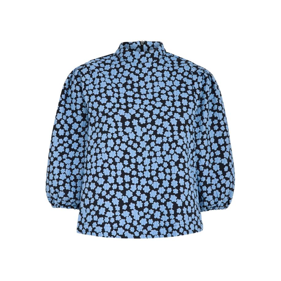 Minus minus Blouse Katrina lichtblauw / zwart -