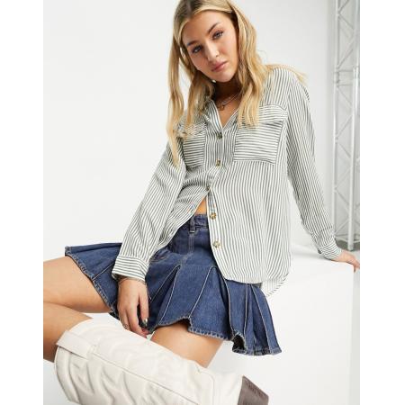 Vero Moda Gestreept overhemd met zak aan de voorkant in groen