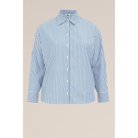 WE Fashion Dames blouse met streep - Curve - Boxy Fit - Blauw - Plus Size Maat: 44