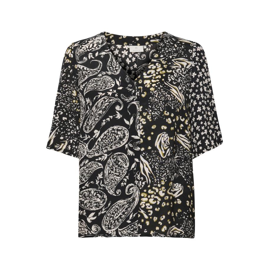 Kaffe Kaffe Blouse Lita geel / zwart / wit -