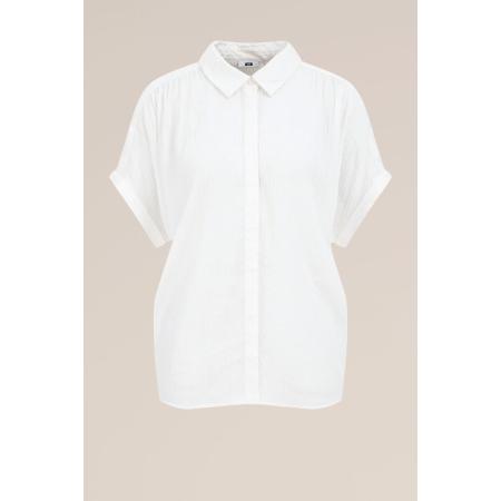 WE Fashion Dames blouse met structuur - Regular fit - Wit - Viscose - Maat: S