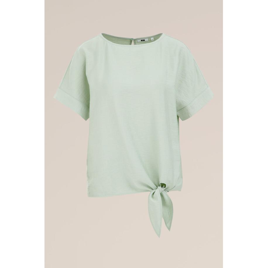 WE Fashion Dames blouse met structuur - Regular fit - Mintgroen - Viscose - Maat: S Groen