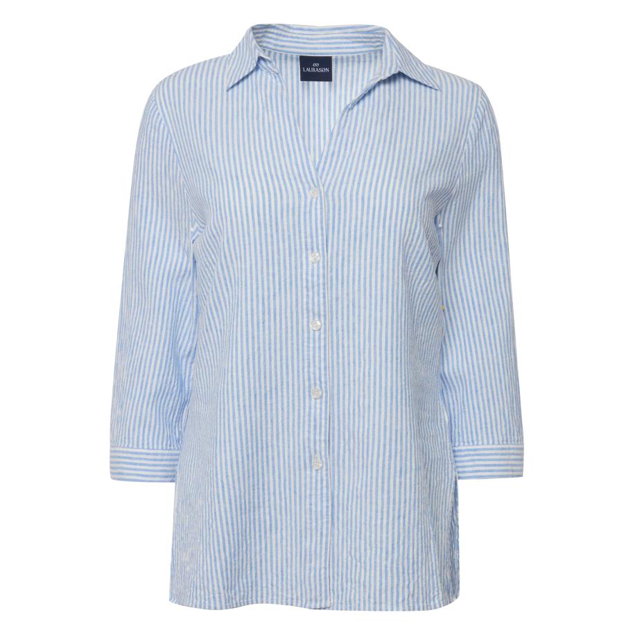 LAURASØN LAURASØN Blouse lichtblauw / wit -