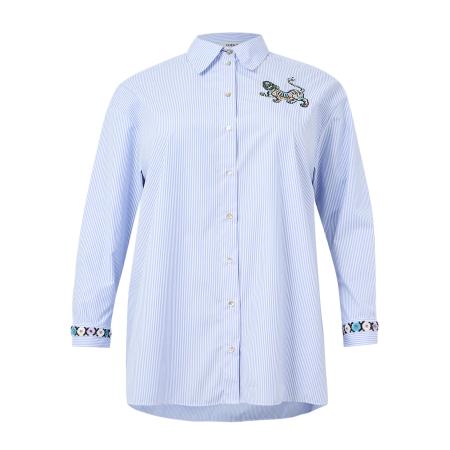 Yoek YOEK Blouse lichtblauw / rood / zwart / wit