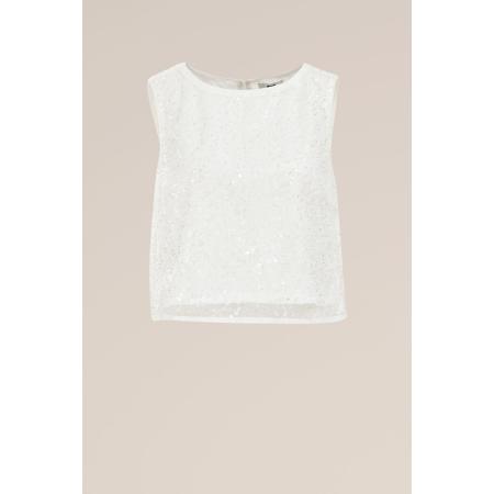 WE Fashion Dames top met pailletten - Regular fit - Wit - Maat: M