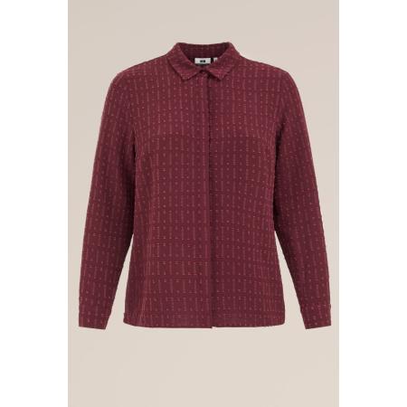 WE Fashion Dames Blouse met structuur - Curve - Regular fit - Donkerrood - Plus Size Maat: 44