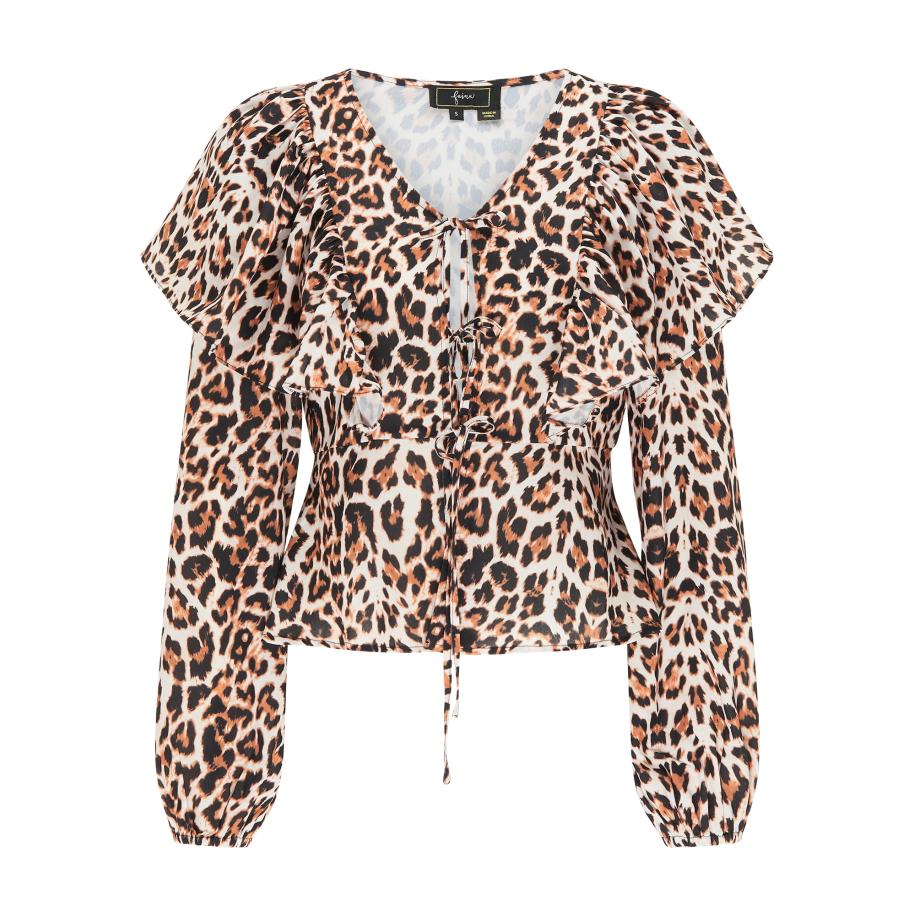 Faina faina Blouse roestbruin / zwart / wit -