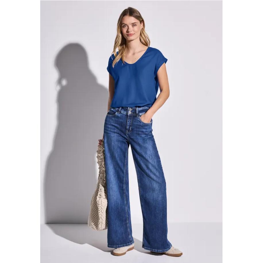 Street One Blouse in effen kleur Blauw