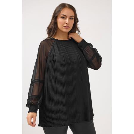 Yours Zwarte Blouse Met Imitatieleren Details Size 66-68