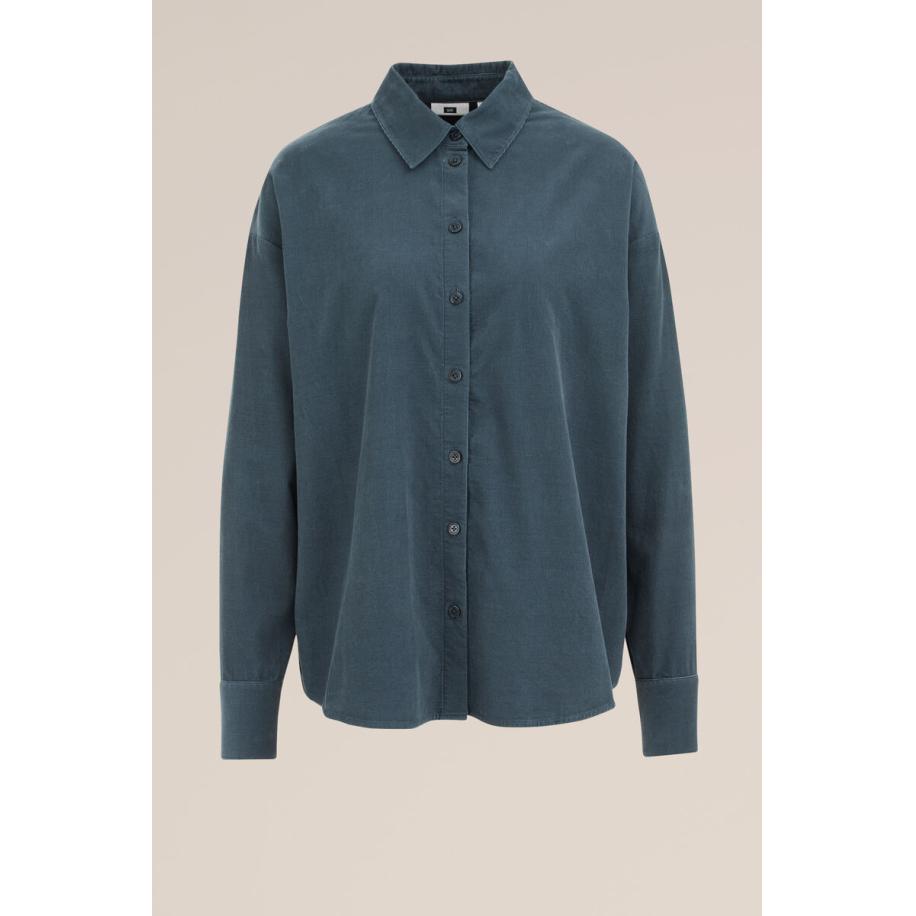 WE Fashion Dames Oversized corduroy blouse - Oversized - Grijsblauw - Katoen - Maat: XL Blauw