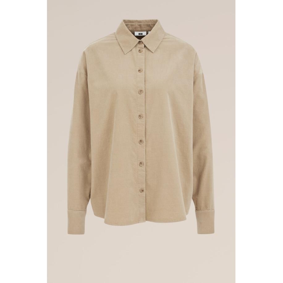 WE Fashion Dames Oversized corduroy blouse - Oversized - Beige - Katoen - Maat: XS Bruin