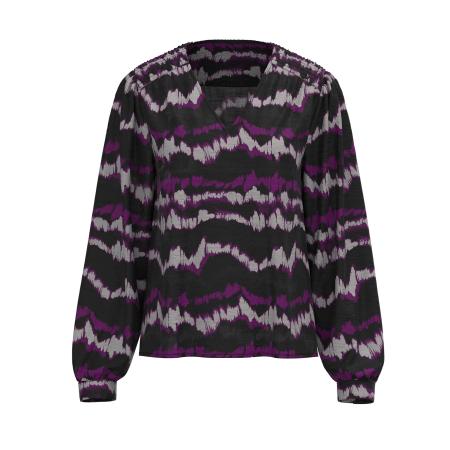 Peppercorn Peppercorn Blouse Parisa donkerlila / zwart / wit