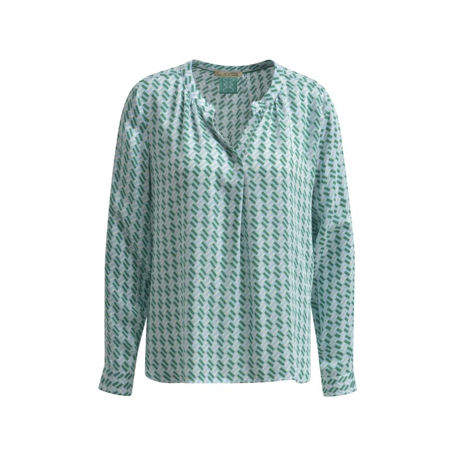Smith & Soul Smith&Soul Blouse New Vince lichtblauw / groen / wit -
