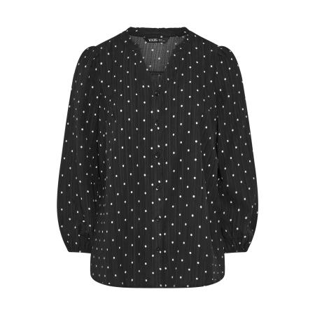 Yours Zwarte Blouse Met Stippen En Inkeping In De Hals Size 66-68