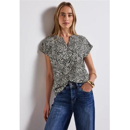 STREET ONE Blouse zwart / wit