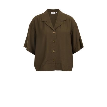 WE Studio dames blouse met zijdelook - Regular fit - Legergroen - Viscose - Maat: M