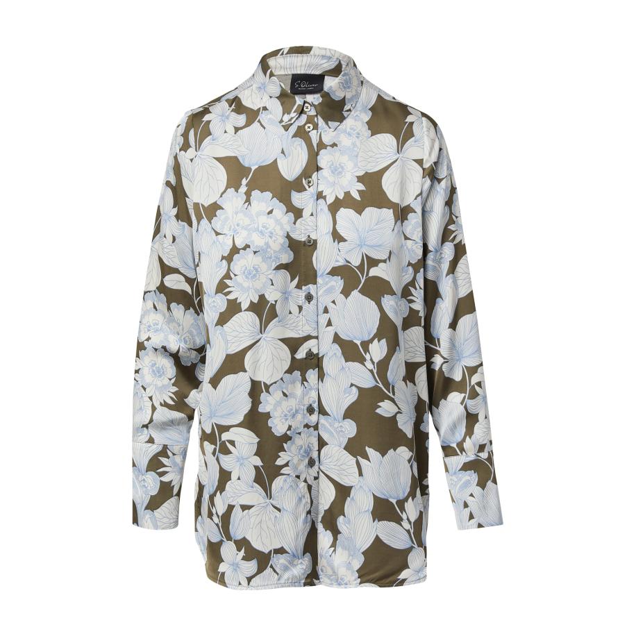 s.Oliver BLACK LABEL Blouse lichtblauw / olijfgroen / donkergroen / wolwit Groen