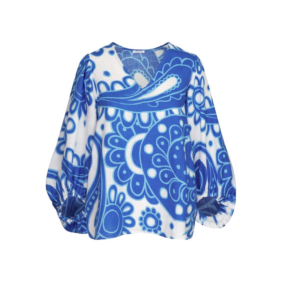 SEIDENSTICKER Shirt Schwarze Rose blauw / wit Blauw