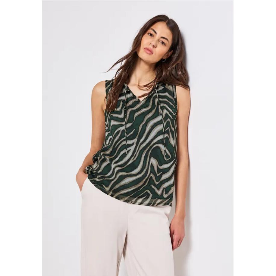 Street One Chiffon bloes met print Groen