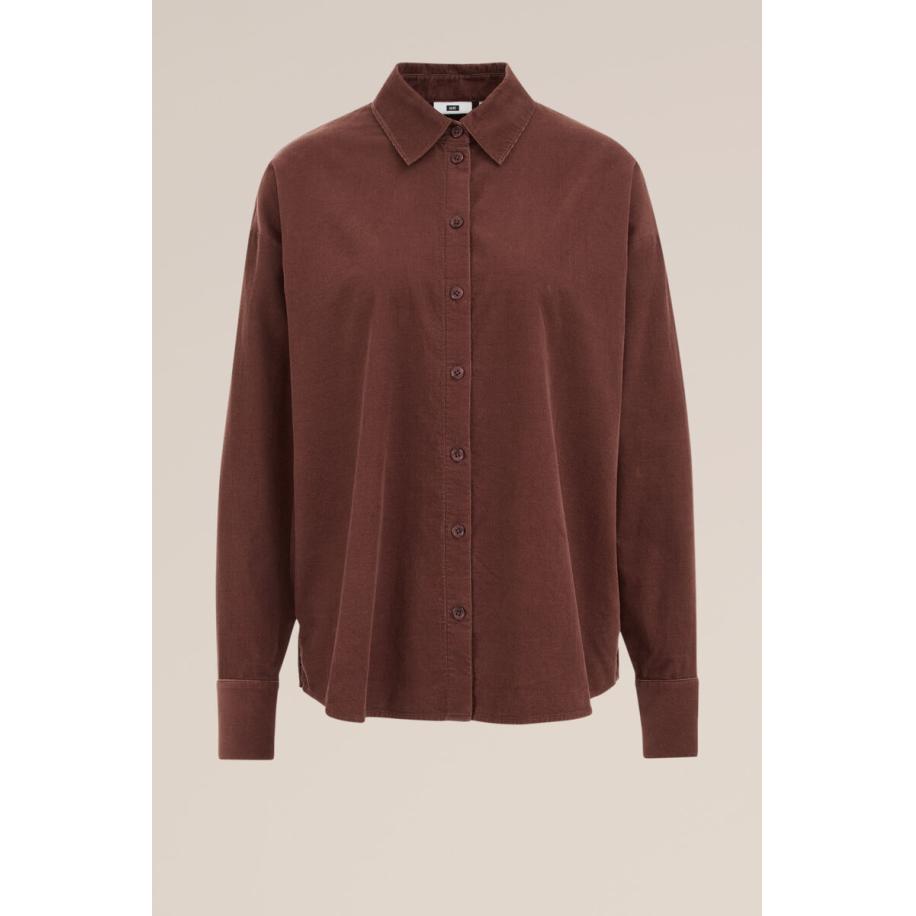 WE Fashion Dames Oversized corduroy blouse - Oversized - Roestbruin - Katoen - Maat: S Bruin