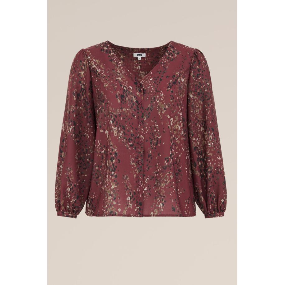 WE Fashion Dames blouse met V-hals - Curve - Regular fit - Multikleur - Plus Size Maat: 44 Multicolor