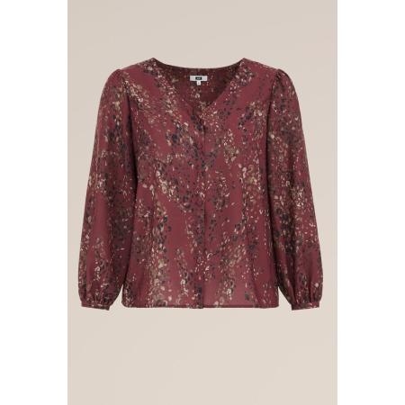 WE Fashion Dames blouse met V-hals - Curve - Regular fit - Multikleur - Plus Size Maat: 44