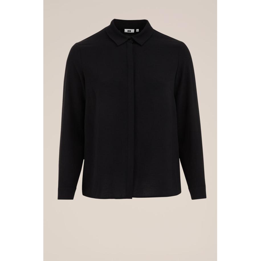 WE Fashion Dames regular fit blouse - Curve - Regular fit - Zwart - Plus Size Maat: 44 Zwart