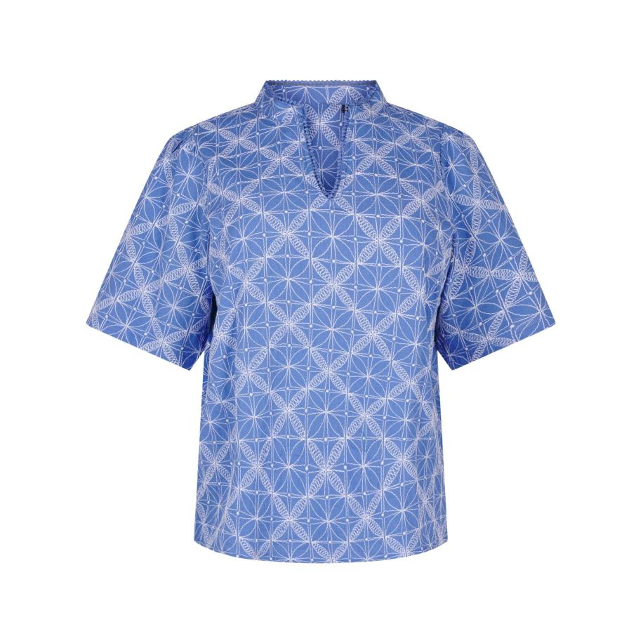 Zizzi Zizzi Blouse Mavita royal blue/koningsblauw / wit -