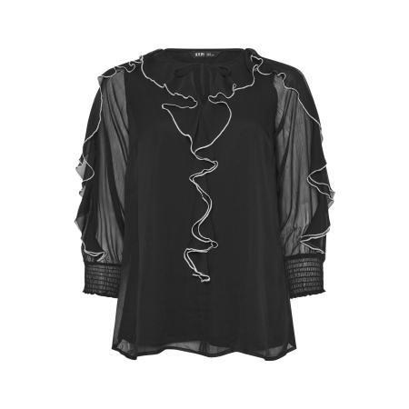 Yours Zwarte Blouse Met Contrasterend Ruche Size 66-68