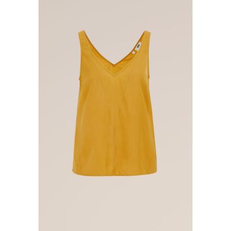 WE Fashion Dames singlet met V-hals - Regular fit - Mosterdgeel - Viscose - Maat: S