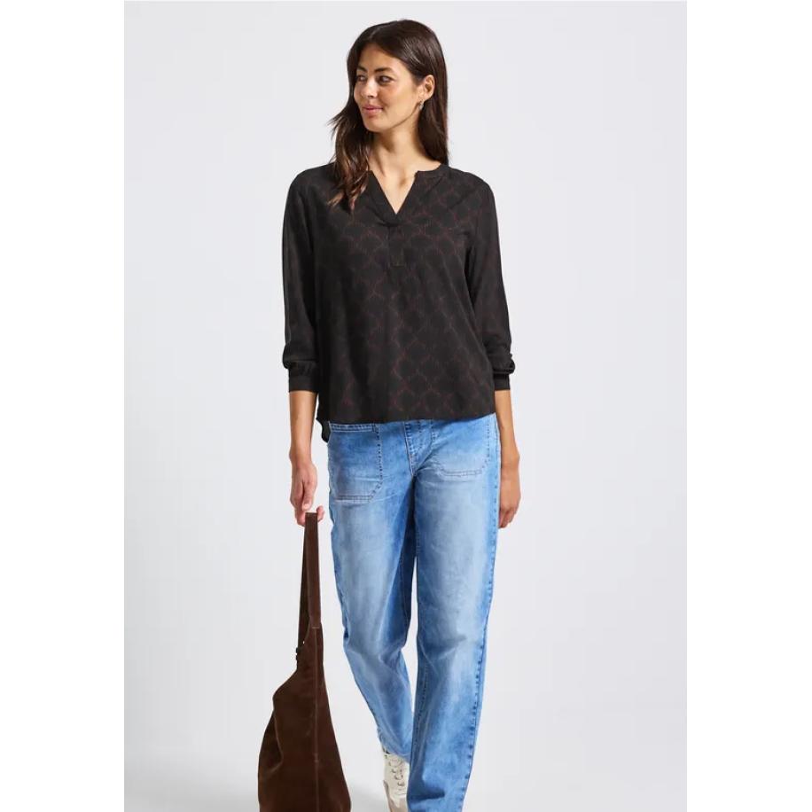 Street One Tuniek met splithalsprint Zwart