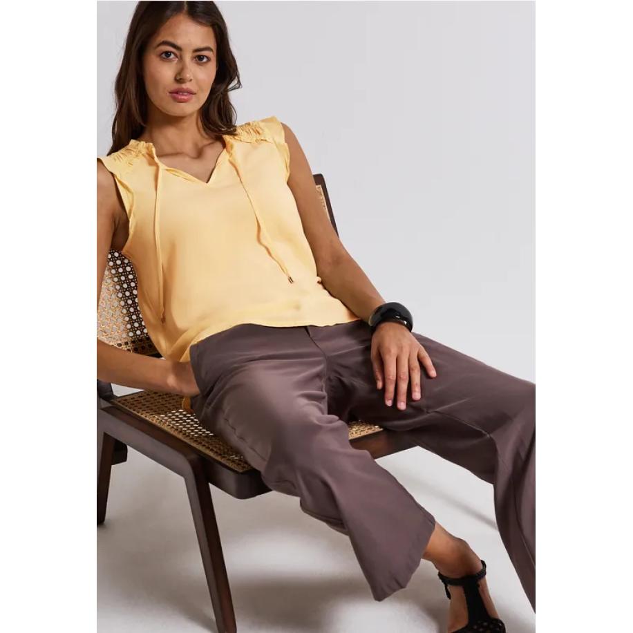 Street One Blousetop met ruches Geel