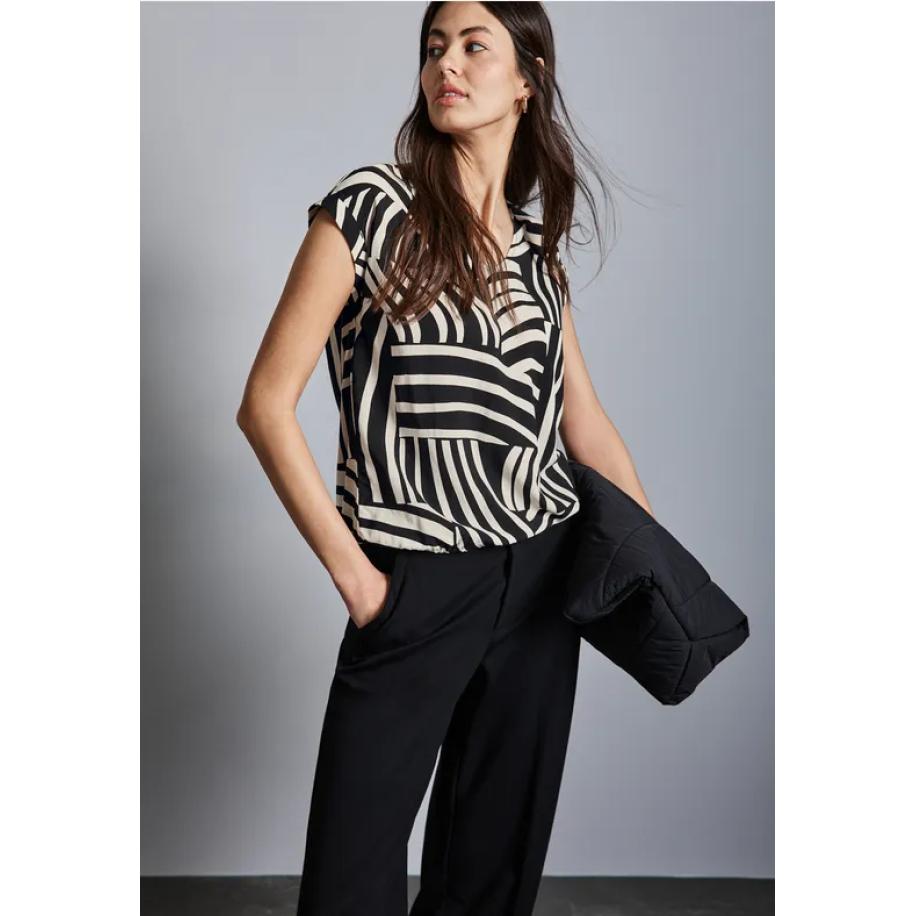 Street One Bedrukte blouse Zwart