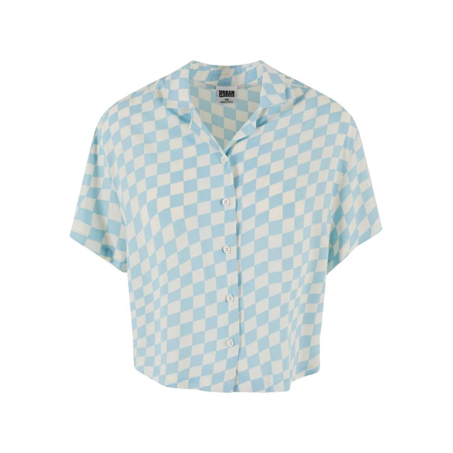 Urban Classics Urban Classics Blouse Resort lichtblauw / wit -
