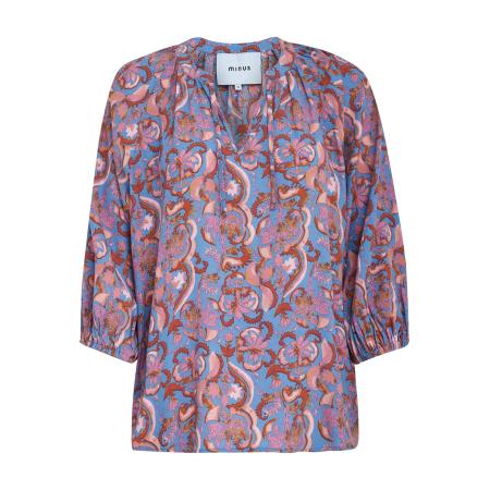 Minus minus Blouse Katana ecru / hemelsblauw / roestbruin / oudroze