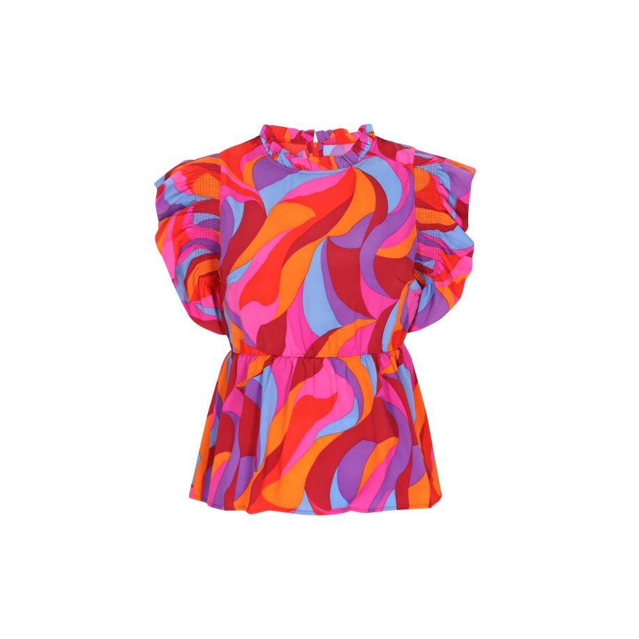 NAEMI Blouse Fashion Look blauw / oranje / lichtroze / rood Oranje