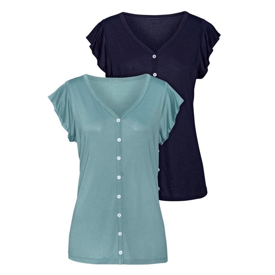 VIVANCE VIVANCE Blouse turquoise / donkerblauw -