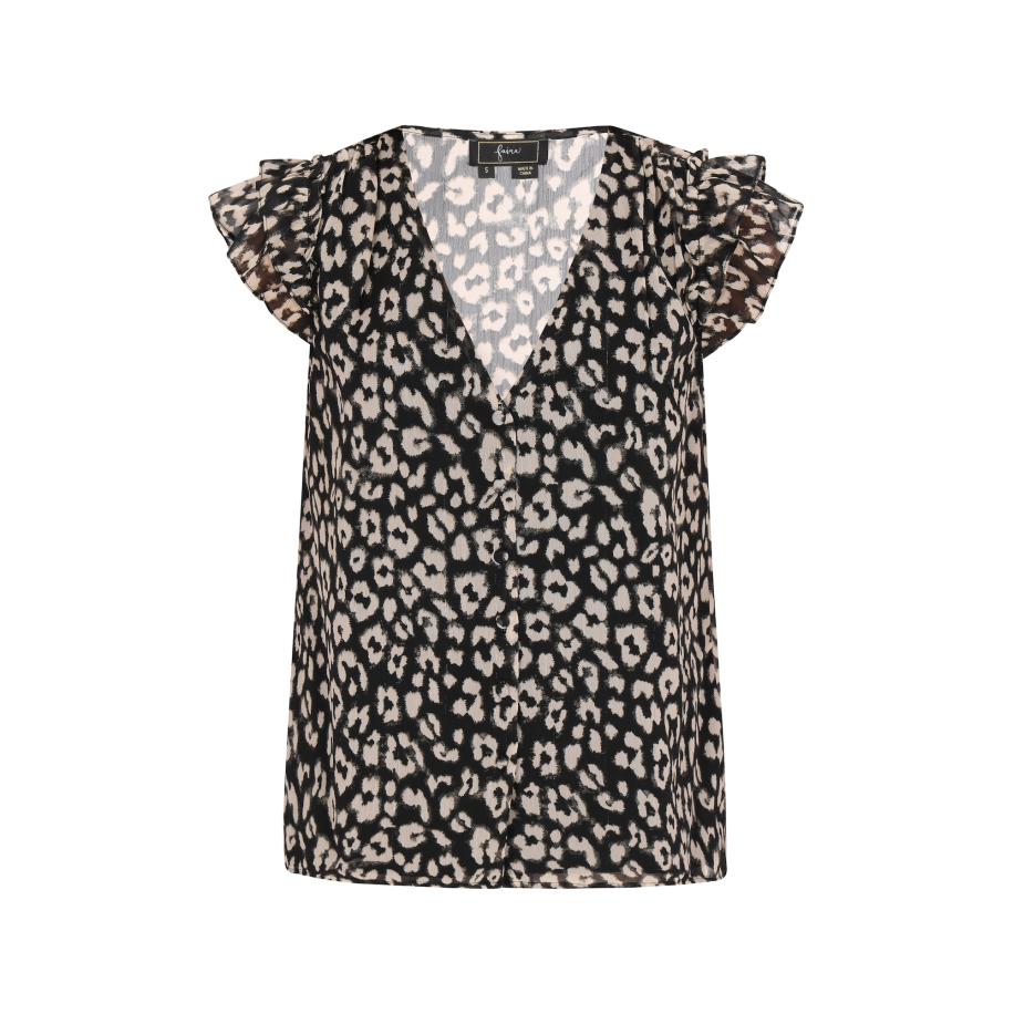 faina Blouse Fashion Look taupe / zwart Zwart