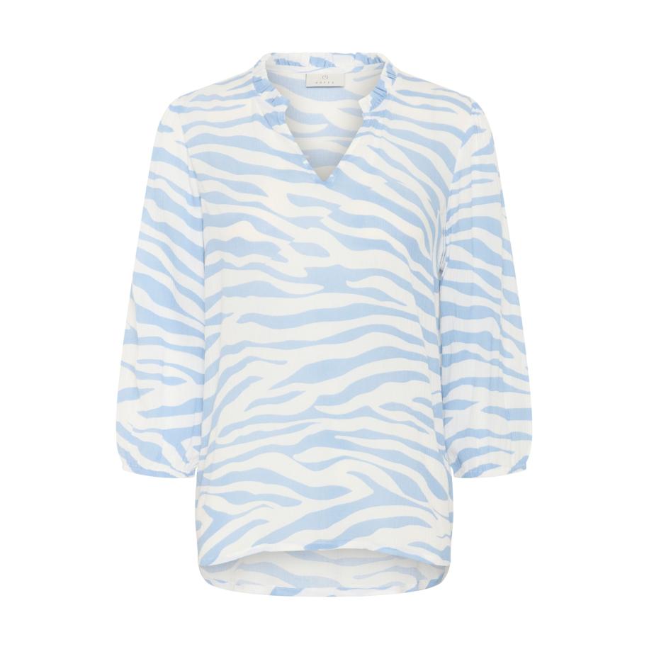 Kaffe Blouse Edita Amber lichtblauw / wit Multicolor